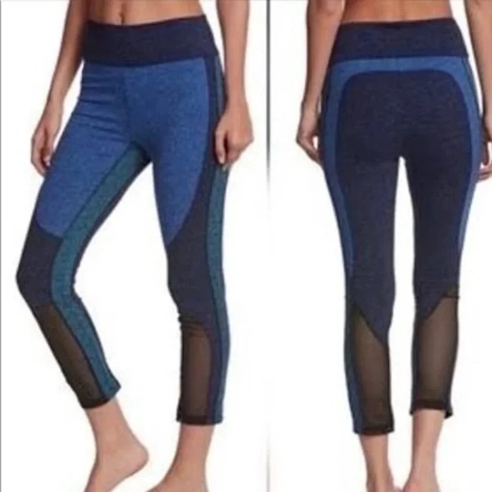 Free People Movement Dylan Blue Mesh High Waist Cropped Leggings - Picture 2 of 7